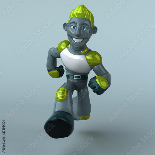Fun green robot - 3D Illustration © Julien Tromeur