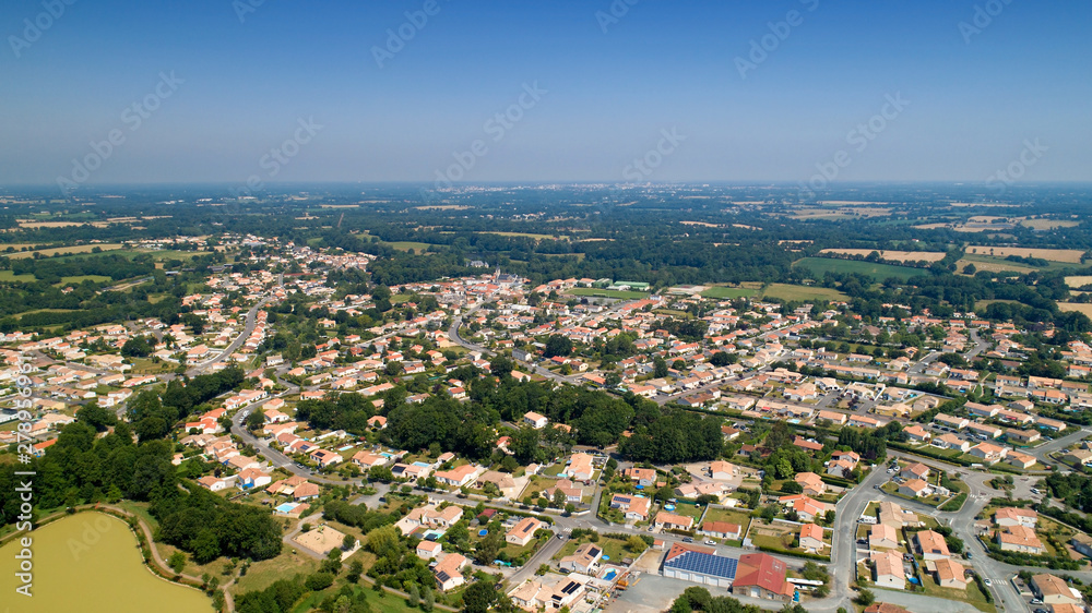 Aerial view of Nesmy city in Vendee