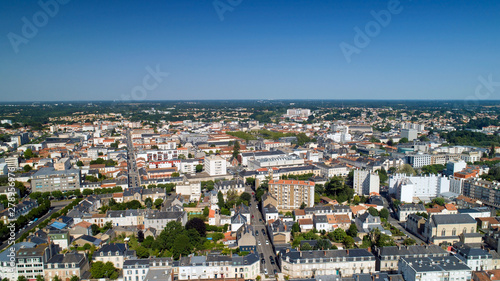 Fototapeta Naklejka Na Ścianę i Meble -  Aerial view of La Roche sur Yon city in Vendee