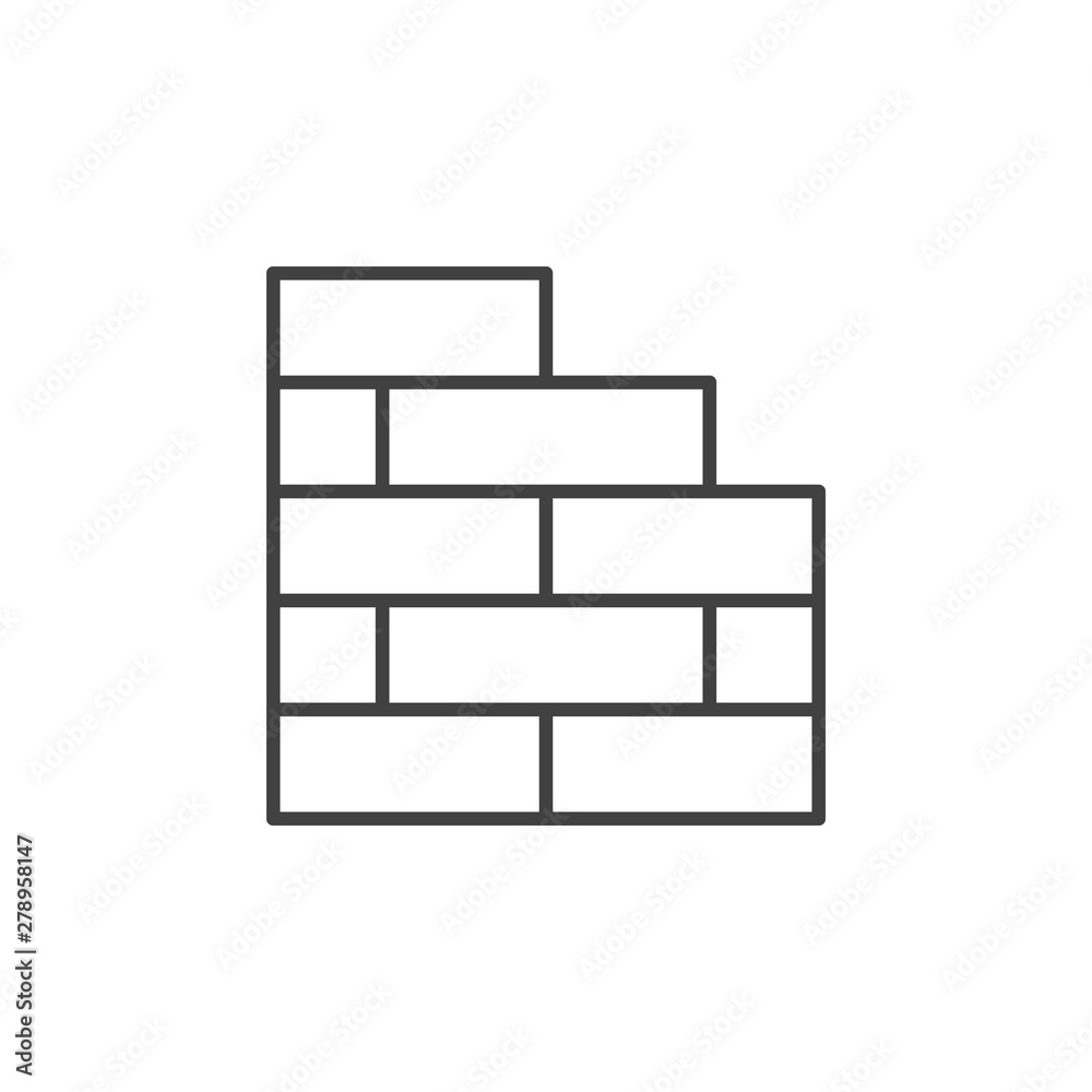 Brick wall vector concept outline icon or symbol on white background Brick wall vector concept outline icon or symbol on white background