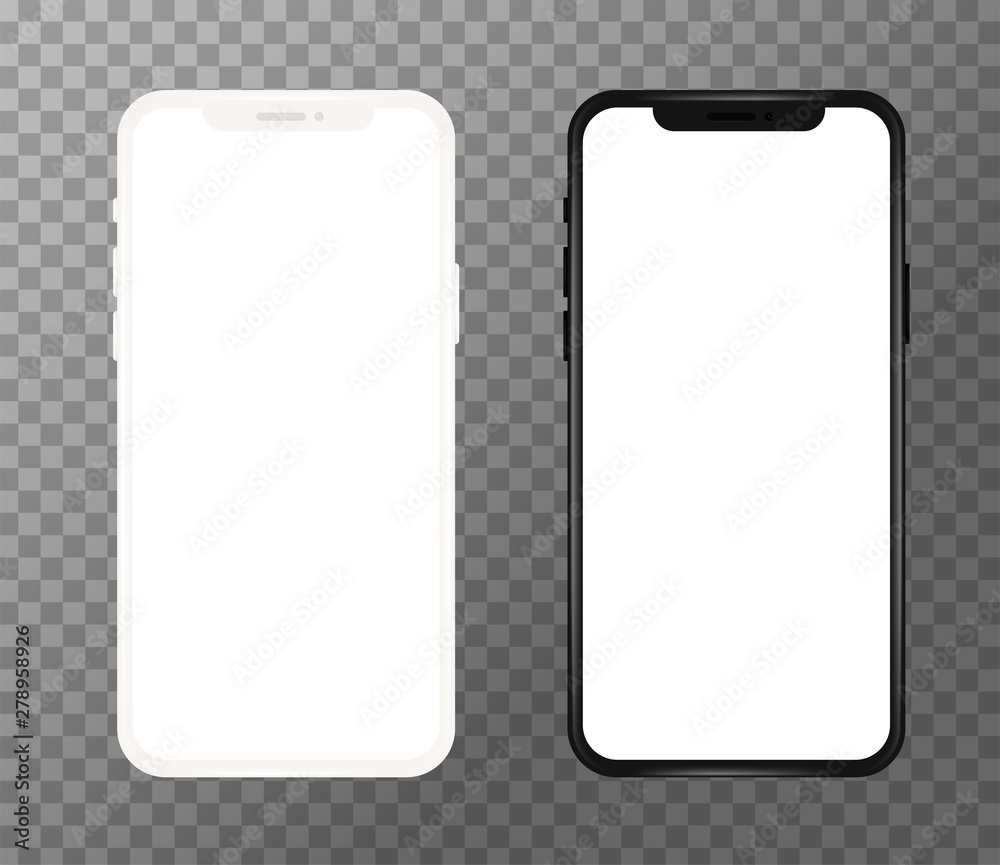 Realistic white and black mobile phone Stock Vector | Adobe Stock