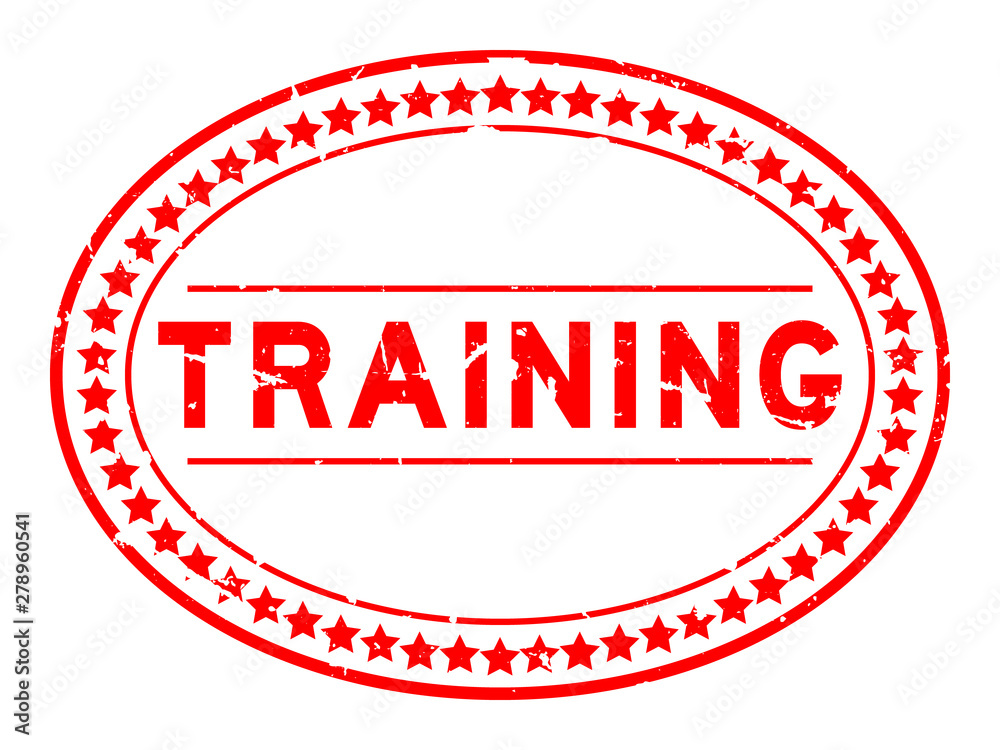 Grunge red training word oval rubber seal stamp on white background Grunge red training word oval rubber seal stamp on white background