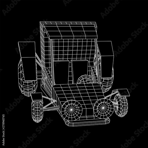 Off road dune buggy car. Terrain vehicle. Outdoor car racing, extreme sport oncept. Wireframe low poly mesh vector illustration