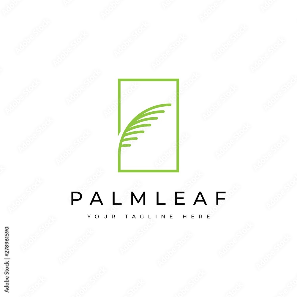 Green palm leaf in the square logo design template Stock Vector | Adobe  Stock
