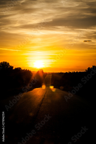 road going into the sunset