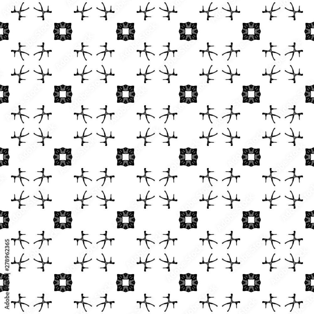 Black and white geometric seamless pattern. Hand d Black and white geometric seamless pattern. Hand d