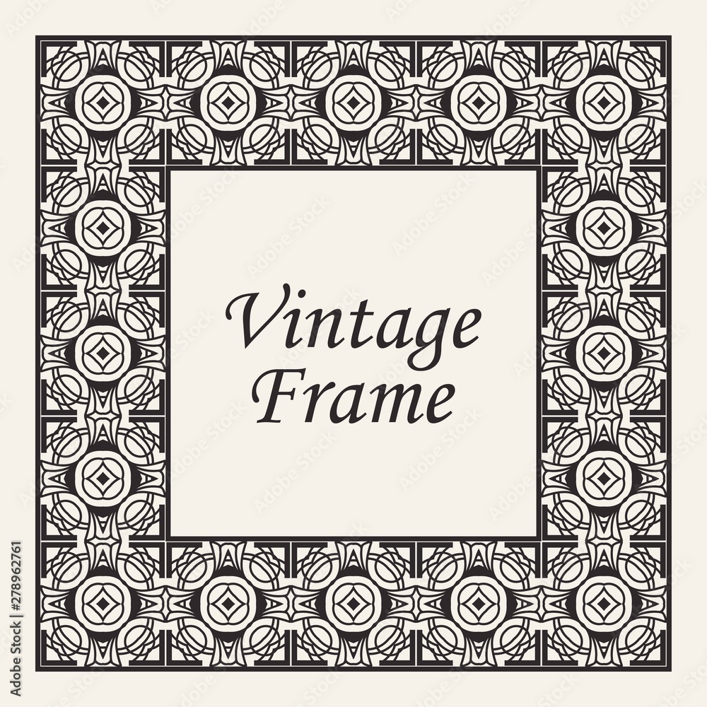 Decorative frame and border in rectangle proportions. Retro vintage ornamental modern art deco luxury element for design. Decorative frame and border in rectangle proportions. Retro vintage ornamental modern art deco luxury element for design.