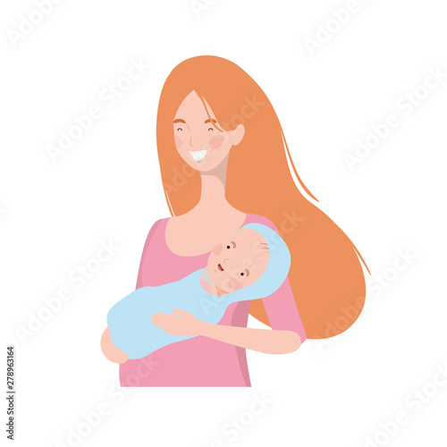 woman with a newborn baby in her arms