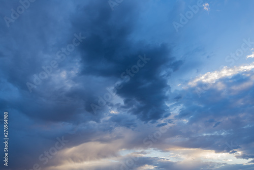 blue sky with white clouds at sunset