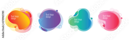 Set of modern graphic design elements in shape of fluid blobs, vector illustration