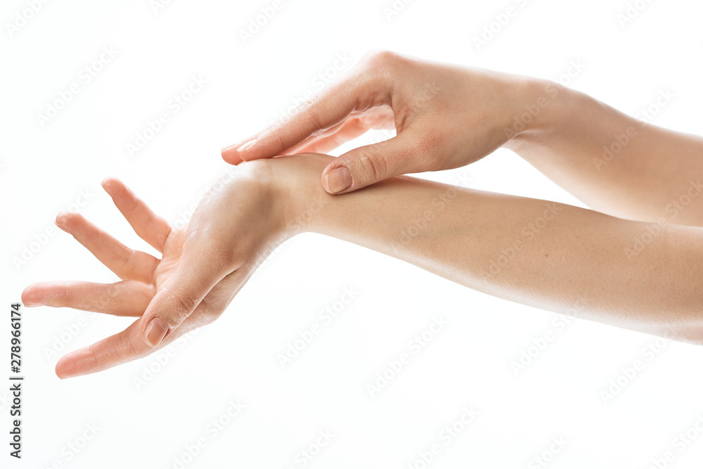 woman hands with french manicure