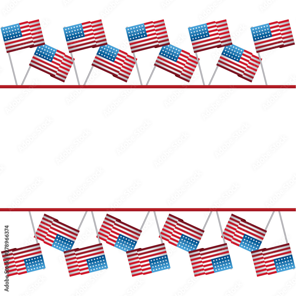 Obraz premium frame of united state of american flags on sticks