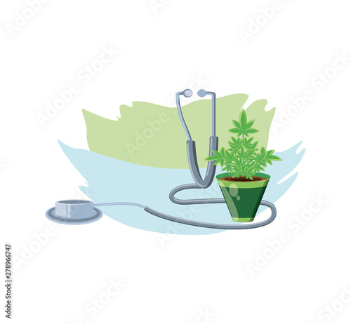 cannabis leaf plant with stethoscope