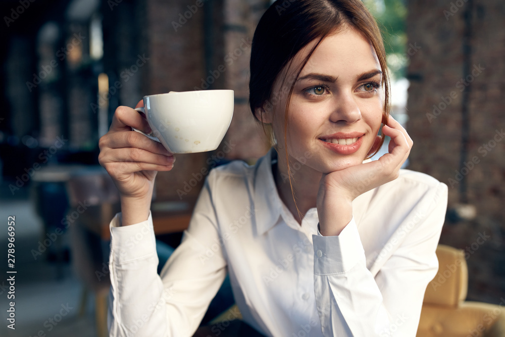 young woman with cup of coffee young woman with cup of coffee