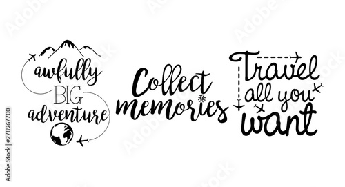 travel adventure set of calligraphy messsages font