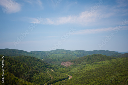 view of the Ural mountains in sunny weather from the mountain. a place for meditation, relaxation. rest for the soul