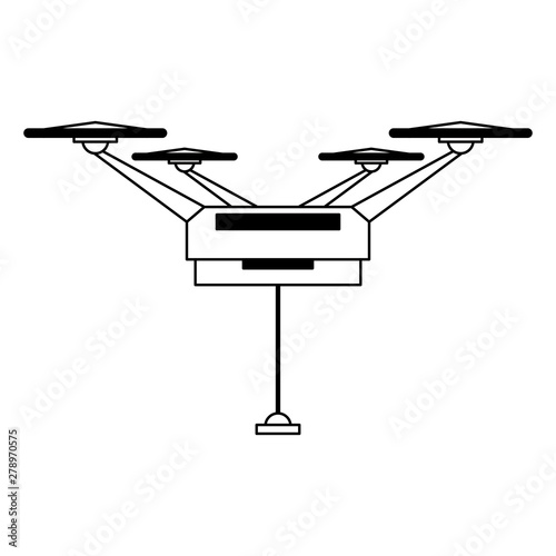 remote control air drone cartoon in black and white