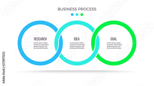 Business process. Infographic with 3 steps, options, circles. Vector template. photo