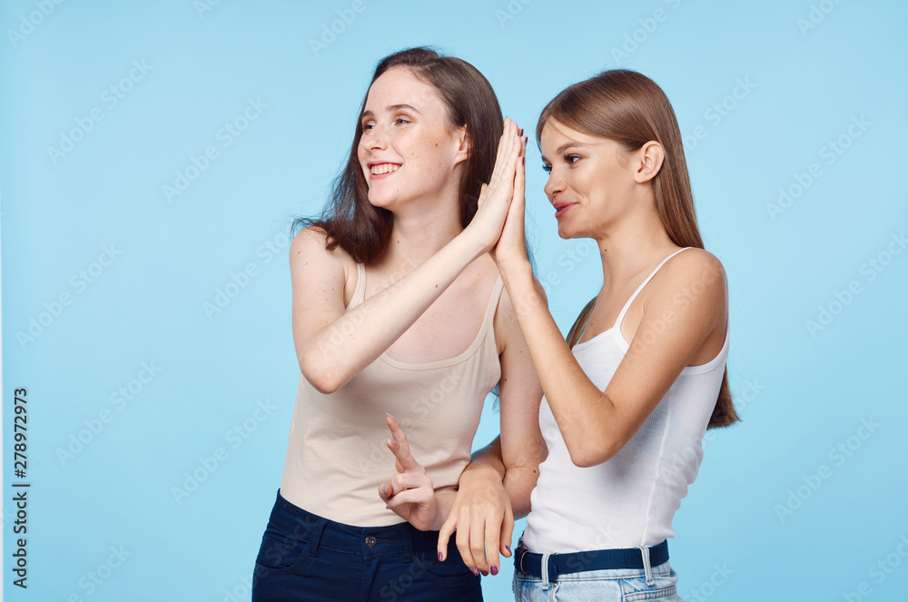 two girls with mobile phone two girls with mobile phone