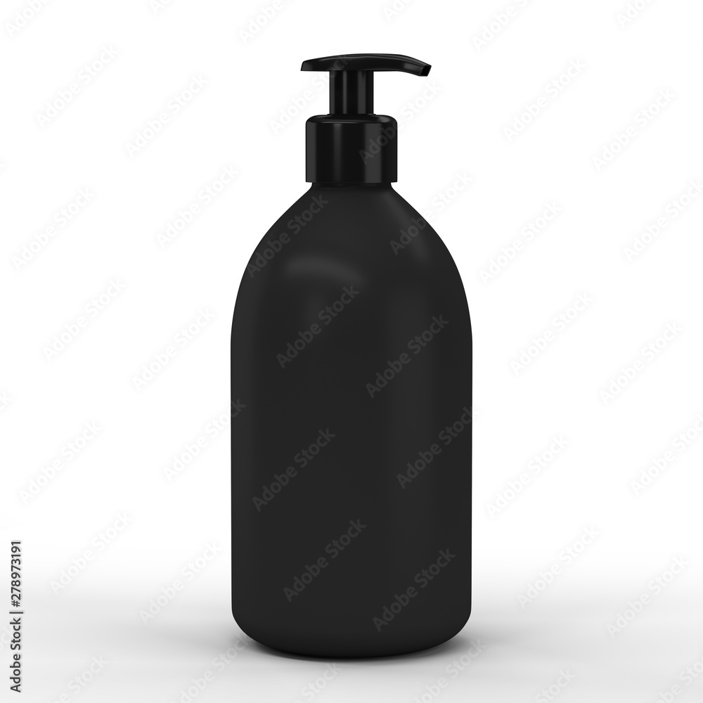 Fototapeta premium Black plastic bottle with dispenser for cosmetic - mockup