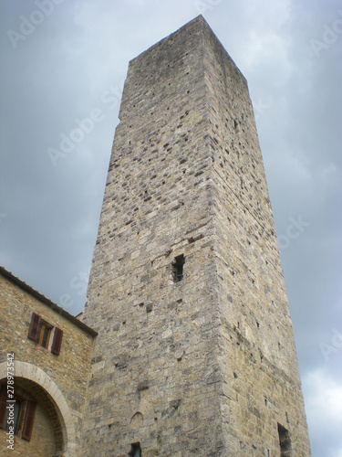 A Medieval alley of San Gimignano with 