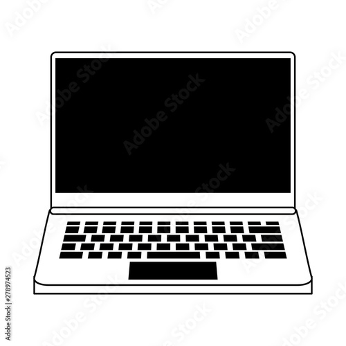 computer laptop technology hardware cartoon in black and white