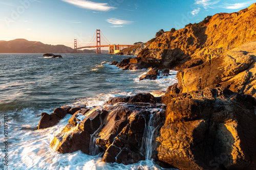 The Golden Gate Bridge taken from Baker's Beach in San Francisco, California photo