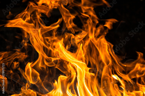 close-up of the fire flames of a stake photographed at high speed