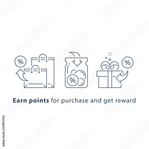 Loyalty program, earn points and get reward, marketing concept