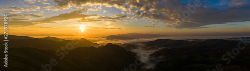 landscape nature view at morning on the mountain fog chiang rai Thailand