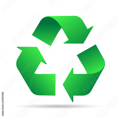 Vector illustration of 3d recycling symbol isolated on white
