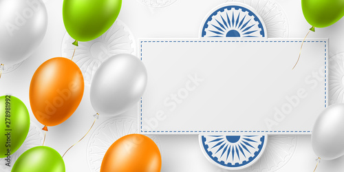 Background for national holidays of India with air balloons in traditional indian colors. Place for text. Vector illustration.