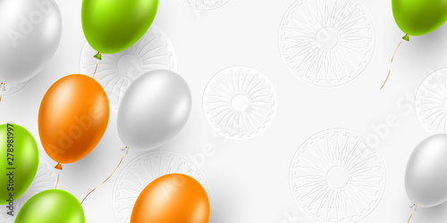 Background for national holidays of India with air balloons in traditional indian colors. Place for text. Vector illustration.