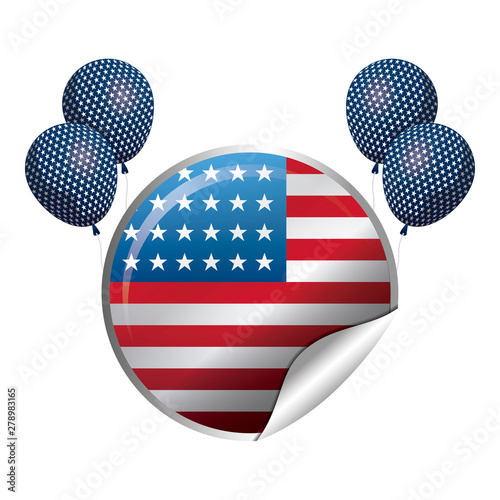 united state of american flag in circle shape with balloons helium