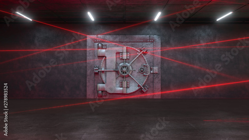 3d render The bank is guarded by a laser system © davstudio