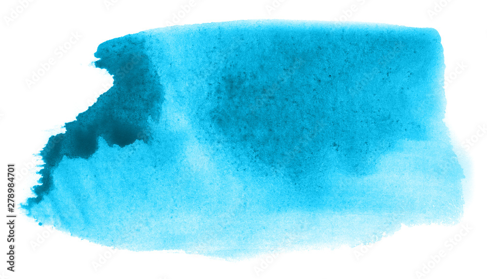 Abstract watercolor background hand-drawn on paper. Volumetric smoke elements. Cyan blue color. For design, web, card, text, decoration, surfaces. Abstract watercolor background hand-drawn on paper. Volumetric smoke elements. Cyan blue color. For design, web, card, text, decoration, surfaces.