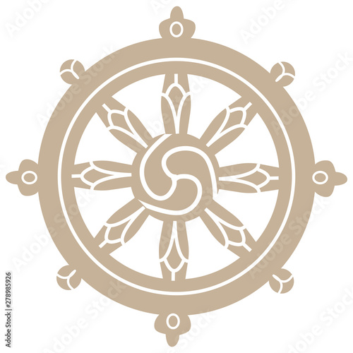 Wheel the symbol of buddhism vector illustration