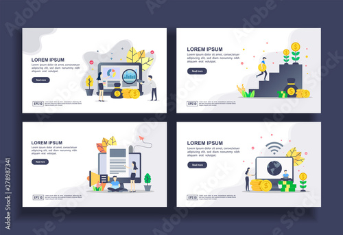 Set of modern flat design templates for Business, data analysis, investment, job hiring, strategy marketing. Easy to edit and customize. Modern Vector illustration concepts for business
