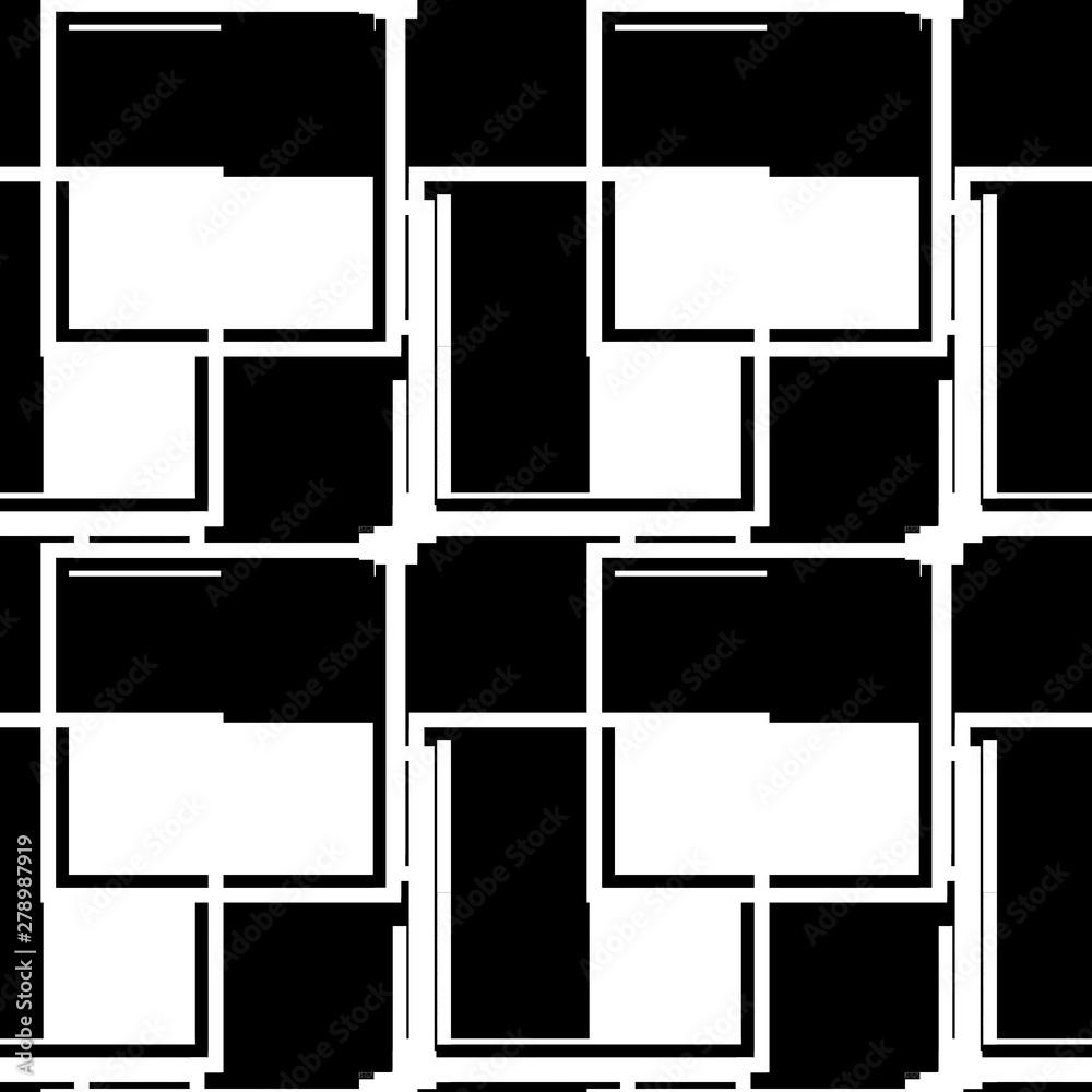 Seamless pattern retro design. Black and white print with glitched squares. Watercolor effect. Suitable for bed linen, leggings, shorts and fashion industry. Seamless pattern retro design. Black and white print with glitched squares. Watercolor effect. Suitable for bed linen, leggings, shorts and fashion industry.