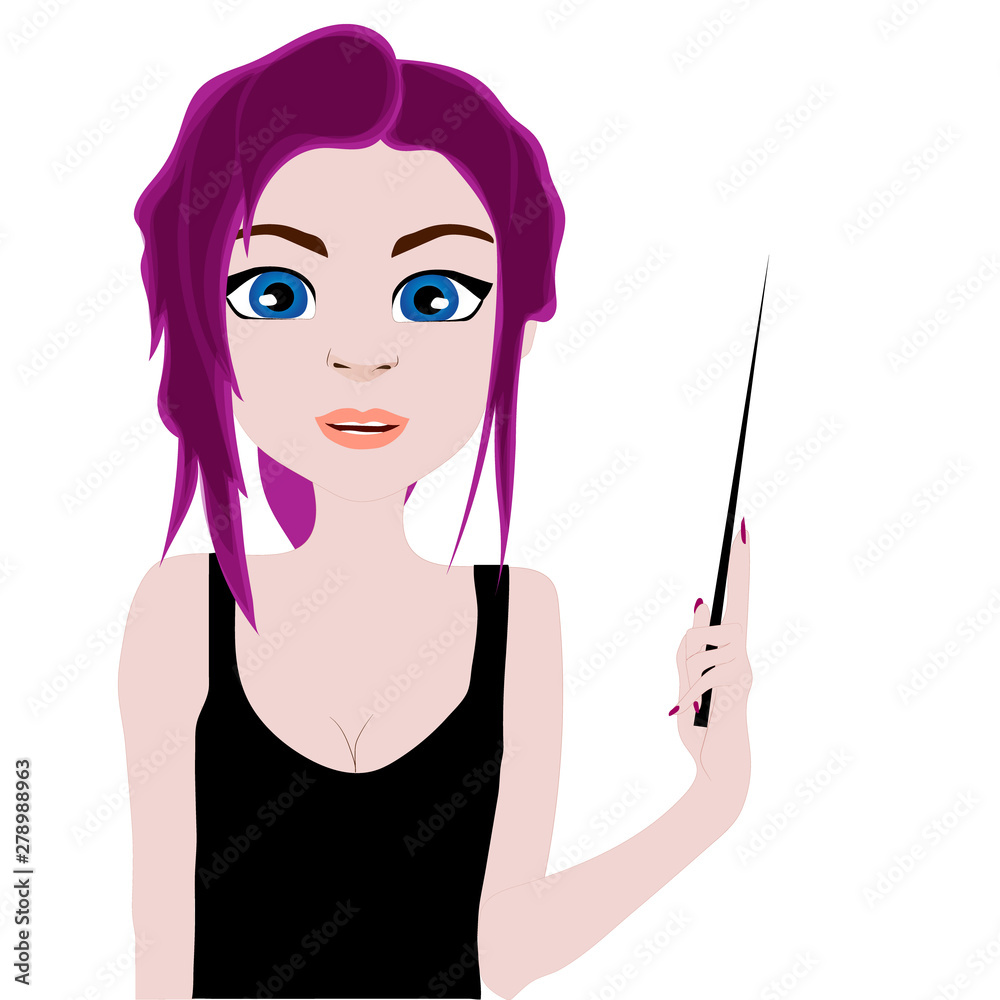 Girl holding a pointer. Vector art Girl holding a pointer. Vector art