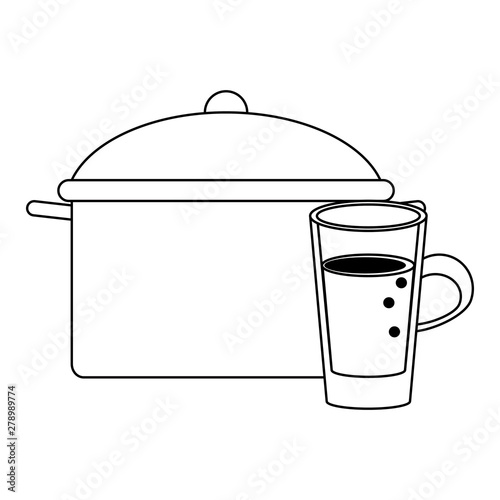 healthy and balanced food cartoon in black and white
