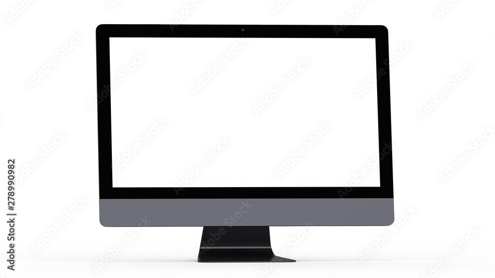 flat monitor white screen computer, pc display digital wide screen and slim