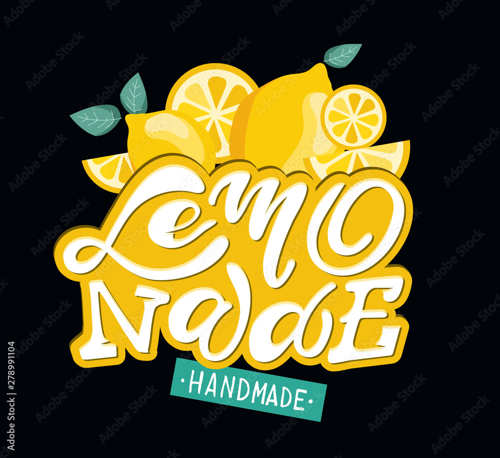 Lemonade hand drawn lettering label poster