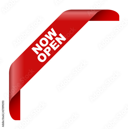 red vector banner now open