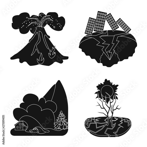 Isolated object of calamity and crash sign. Collection of calamity and disaster stock vector illustration.