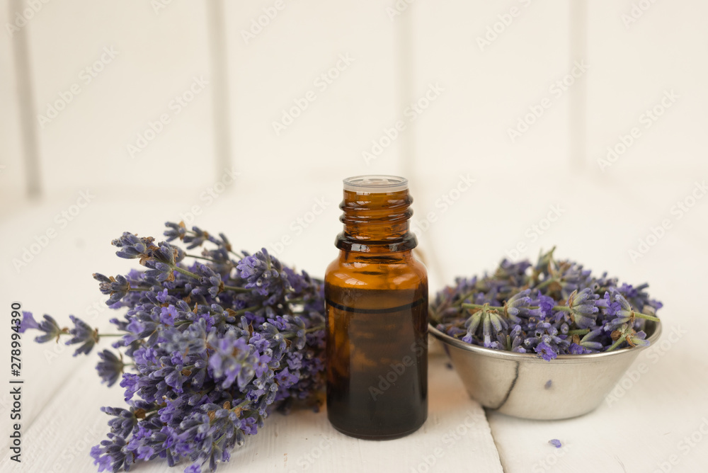Side photo bouquet of lavender bowl with fragrant flowers essential oil. Side photo bouquet of lavender bowl with fragrant flowers essential oil.
