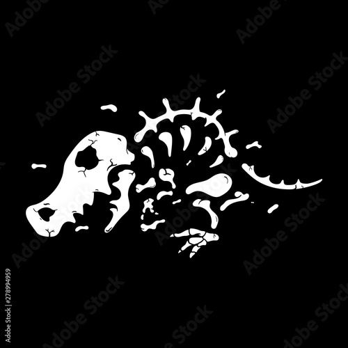 Tyrannosaurus Rex fossil buried in the ground cartoon vector