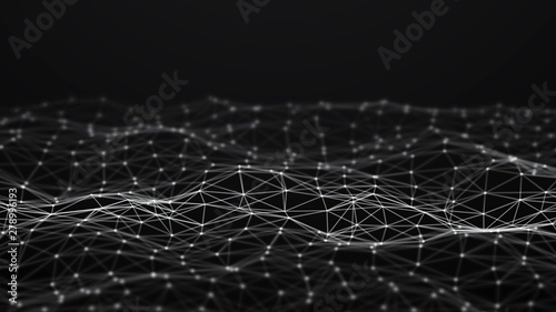 Network connection dots and lines. Technology background. 3d rendering. © Olga