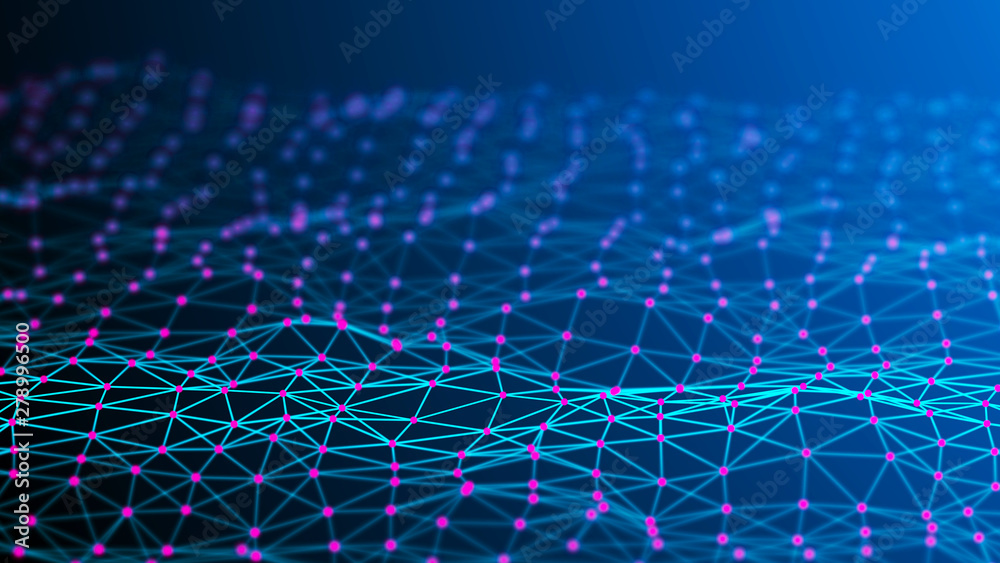 Obraz premium Network connection dots and lines. Technology background. 3d rendering.