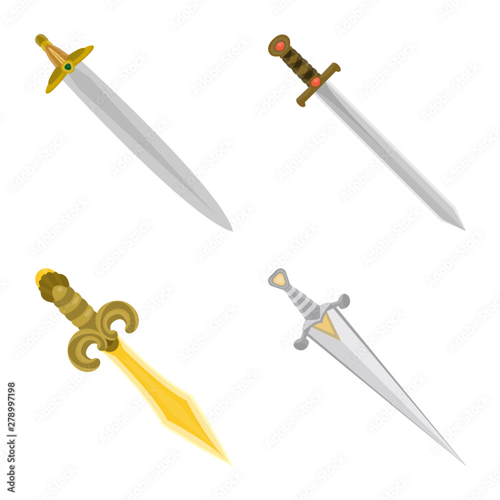 Vector illustration of sword and dagger logo. Set of sword and weapon stock vector illustration. Vector illustration of sword and dagger logo. Set of sword and weapon stock vector illustration.